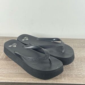 Y2K Say Hello Platform Flip-Flops Wedge Thong Sandals - Size 9